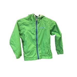Columbia Green Hooded Nylon Jacket With Zip Closure & Elastic Cuffs Child XS